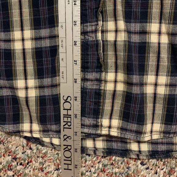 American Eagle Outfitters Navy Tan Red Plaid Heavyweight LS Flannel Shirt Sz XXL - Picture 10 of 11